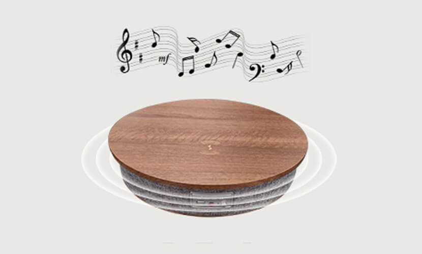 Classic Round Side Table With Bluetooth Speaker & Charger 360° Surround Sound Field