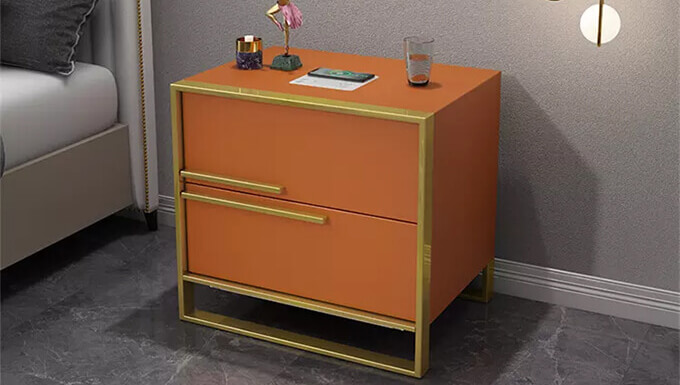 Orange Bedroom Drawer With Gold Frame