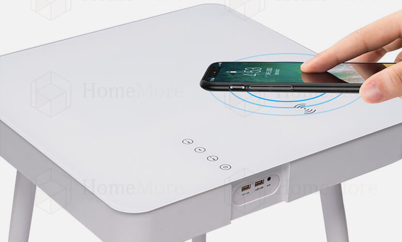 10w QI Wireless Charging Tempered Glass Top Coffee Table Speaker
