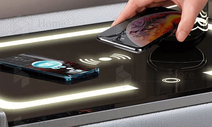 15W Wireless charging Square Bedside Table Two Drawers