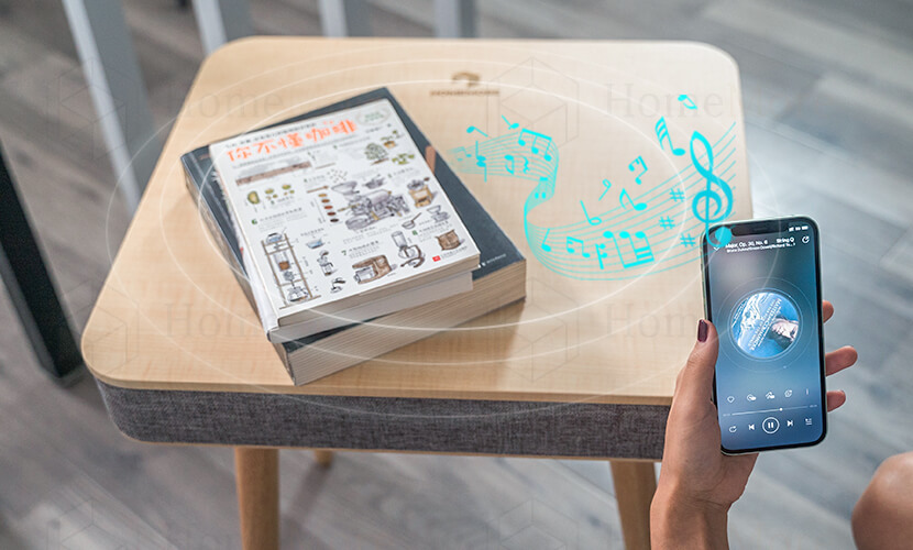 360° Surround Sound Field Square Side Coffee Table With Speaker