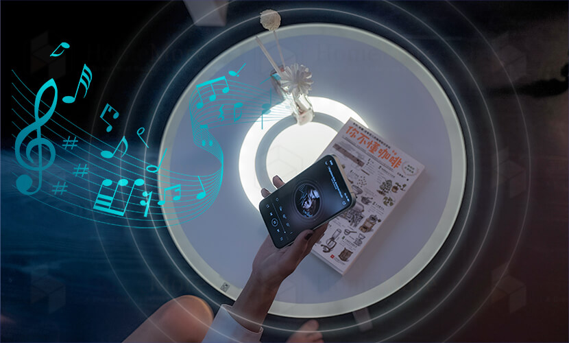 360° Surround Sound Field Side Table Speaker With Party Light Glass Top