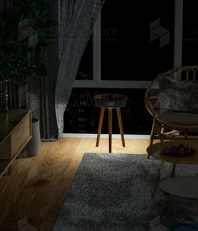 Round Classic Side Table Speaker With LED Light 02