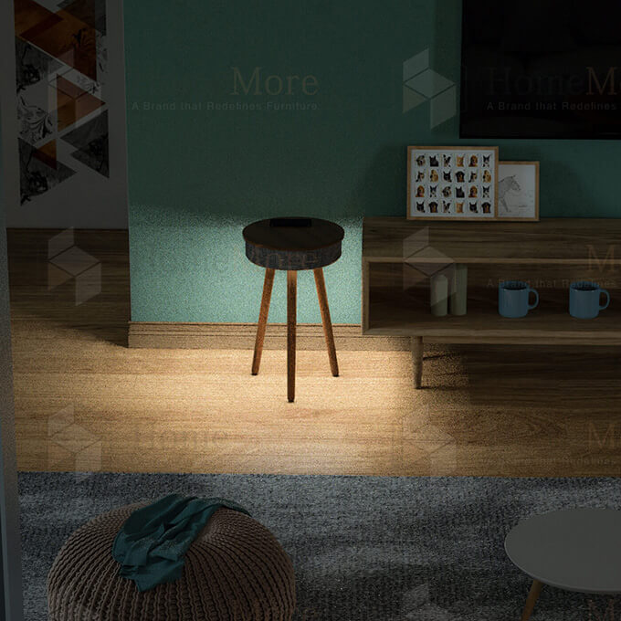 Round Classic Side Table Speaker With LED Light 01