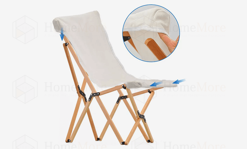 Outdoor Solid Wood Folding Lounge Chair Detachable chair cover