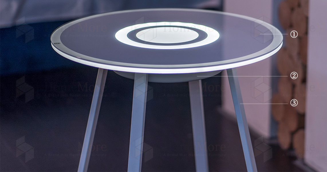 Side Table Speaker With Party Light Glass Top Features