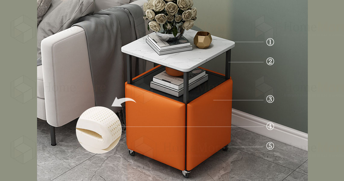 Orange 5-In-1 Magic Cube Ottoman Features 01