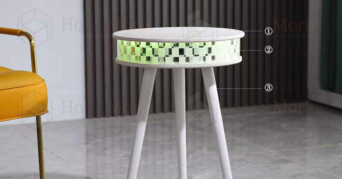 Round Side Table With Speaker & Party Light Features