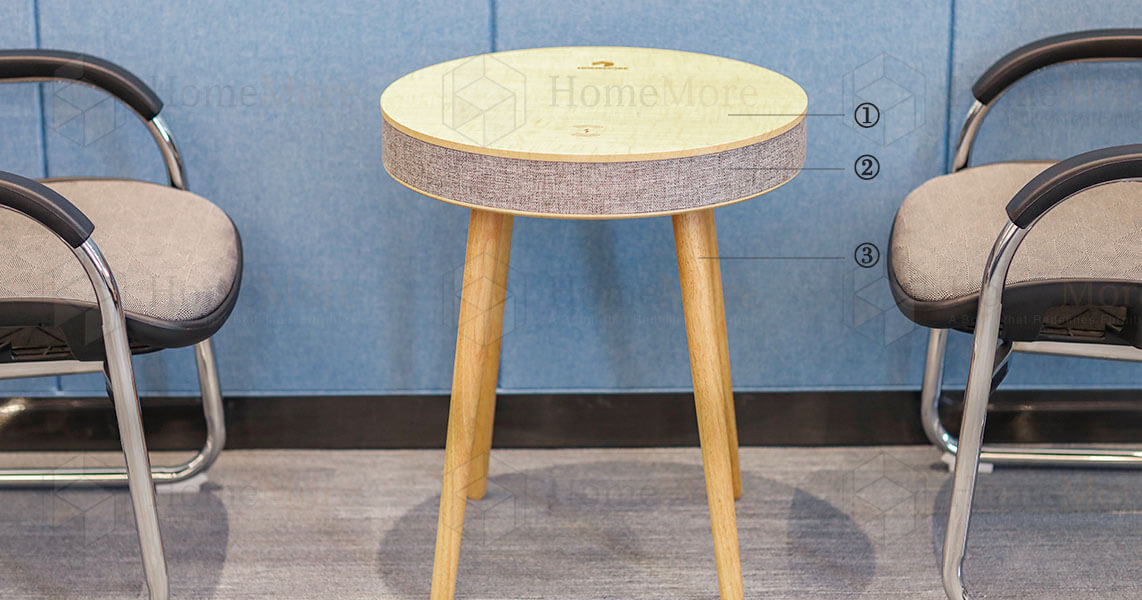 Round Side Coffee Table With Speaker Features