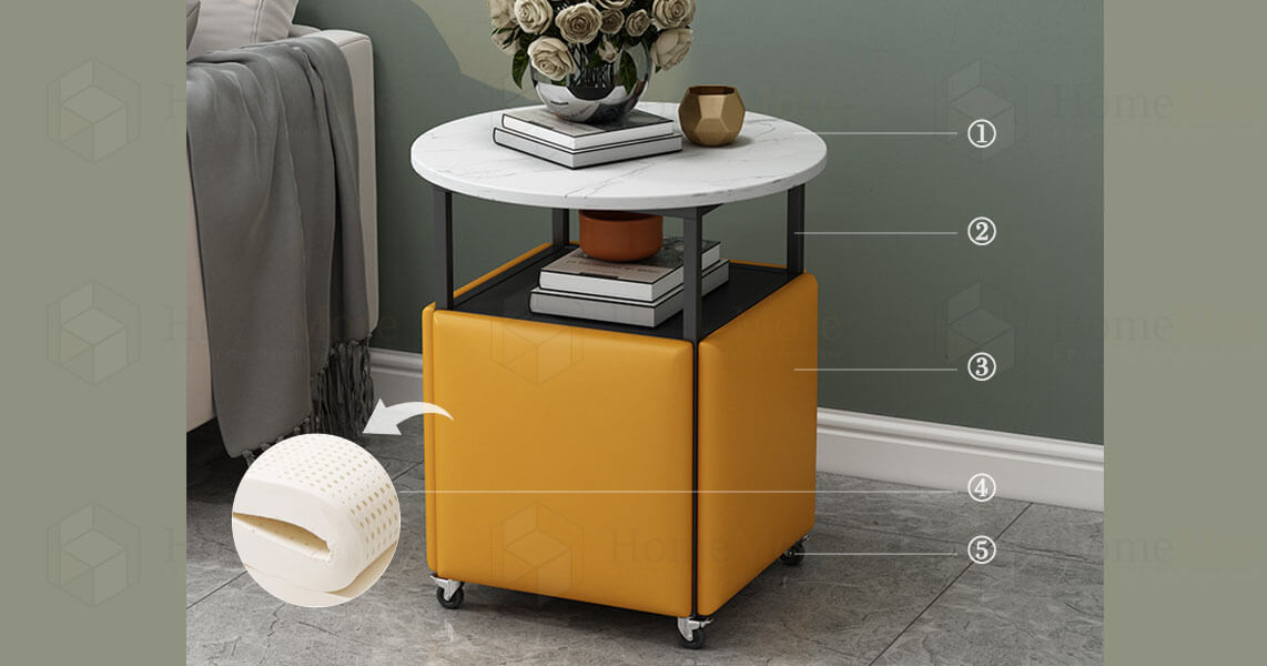 Storage Shelf Orange 5-In-1 Magic Cube Ottoman Features 02