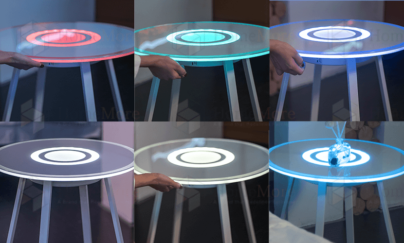 LED light Side Table Speaker With Party Light Glass Top