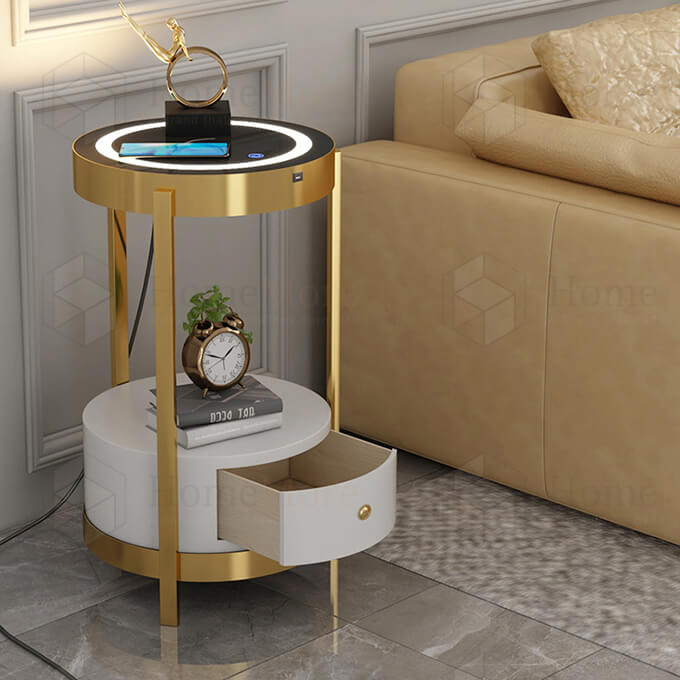 Metal Art End Table Wireless Charger 01