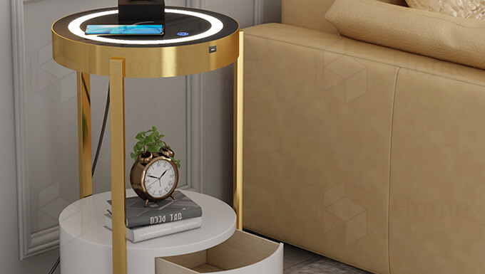 Metal Art End Table With Wireless Charger 02