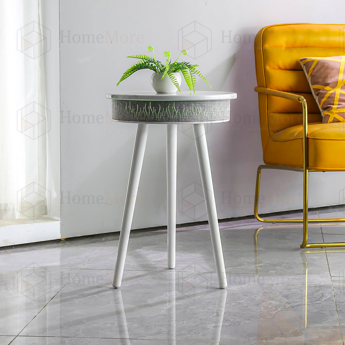 Round Side Table Speaker With Party Light 01