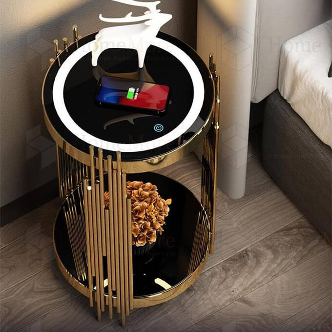 Metal Art Round Table With Drawer & Charger 04