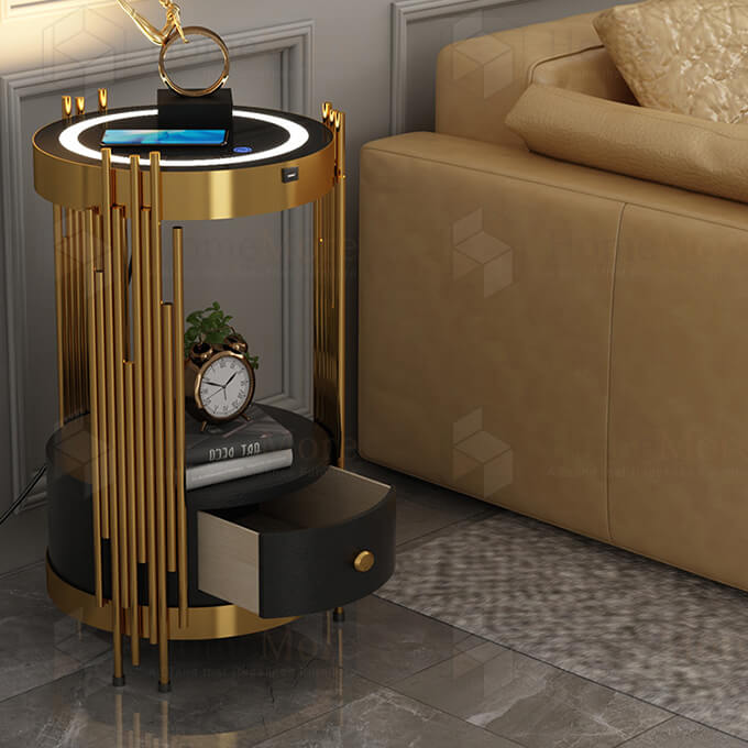 Metal Art Round Table With Drawer & Charger 07