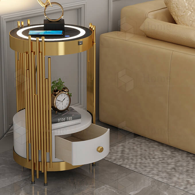 Metal Art Round Table With Drawer & Charger 05