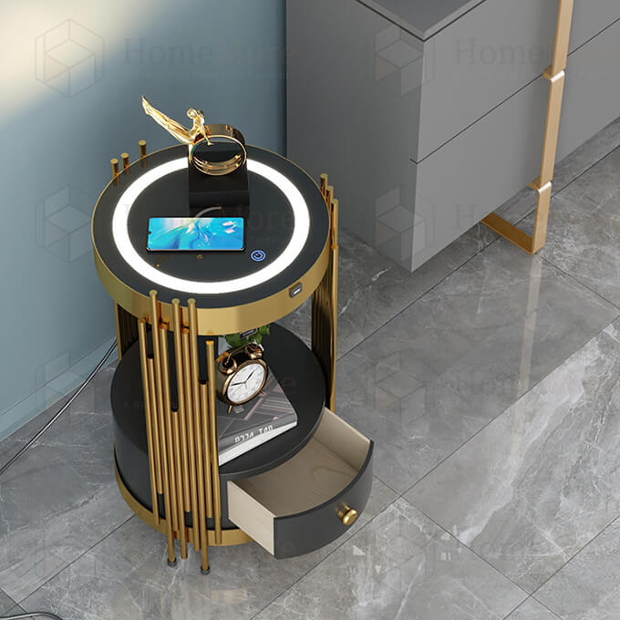 Metal Art Round Table With Drawer & Charger 04