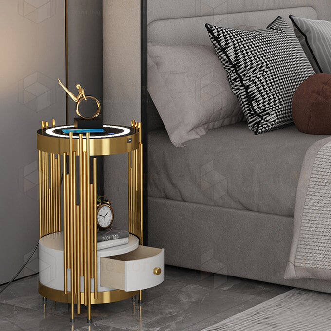 Metal Art Round Table With Drawer & Charger 03
