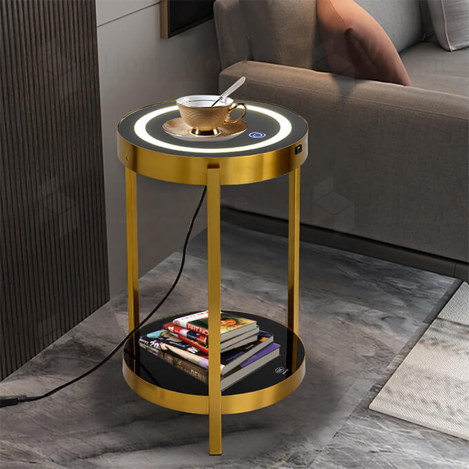 Metal Art Round End Table With Charger 01