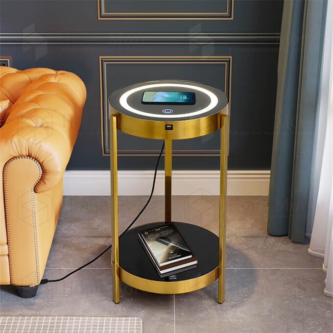 Metal Art Round End Table With Charger 02