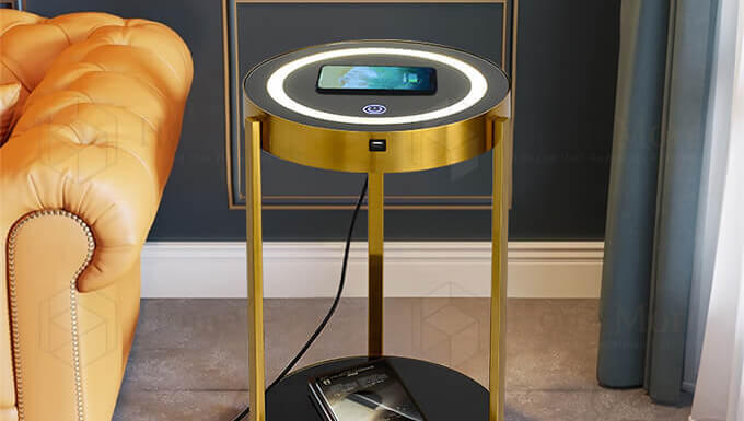 Metal Art End Table With Wireless Charger 03