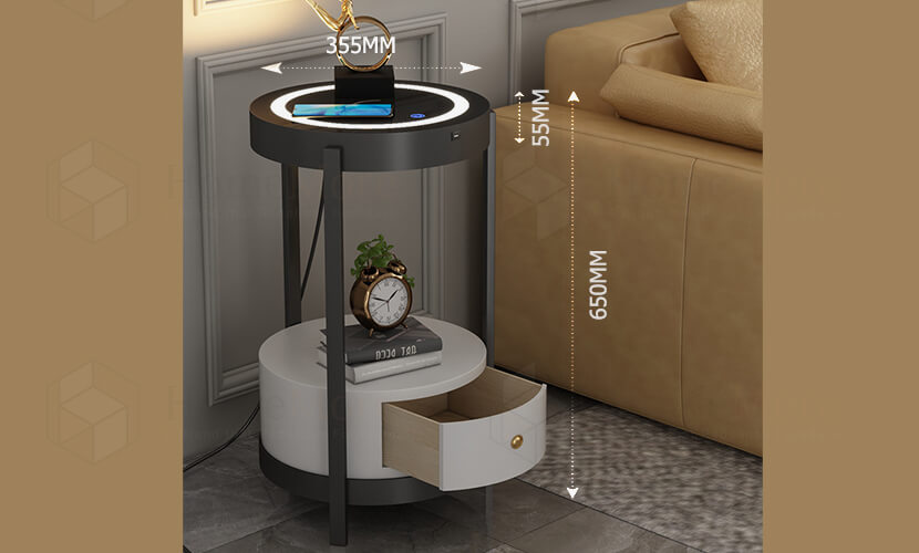 Metal Art End Table Double Layer product size