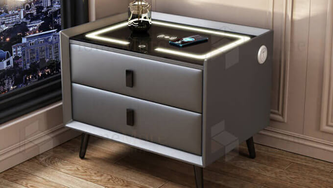Black Square Bedside Table Drawer 03