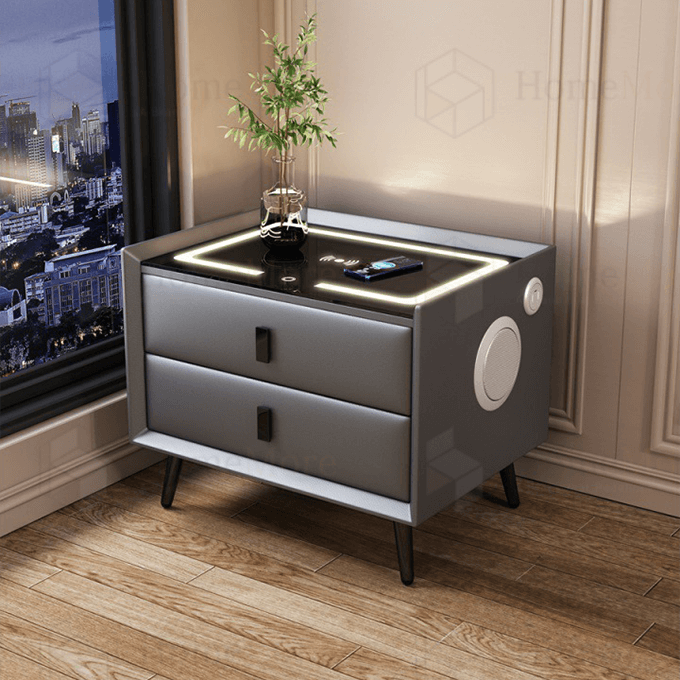 Square Bedside Table Two Drawers 04
