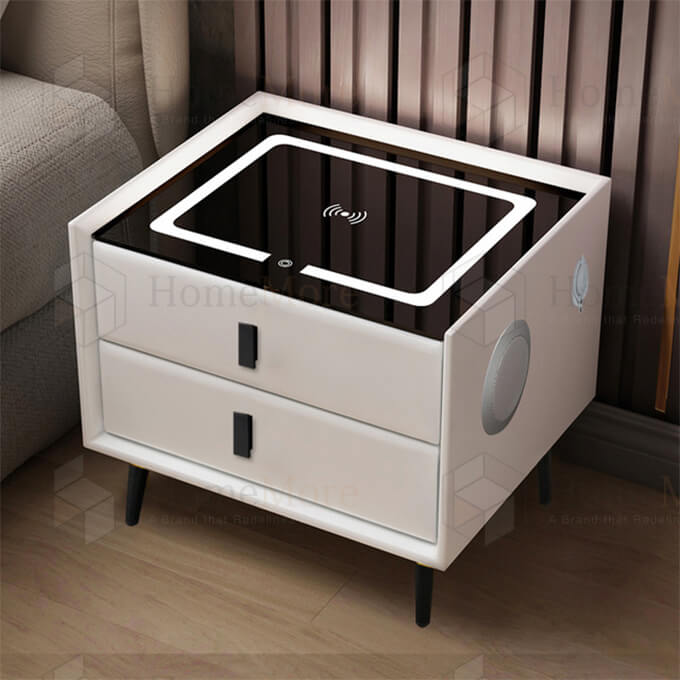Square Bedside Table Two Drawers 05