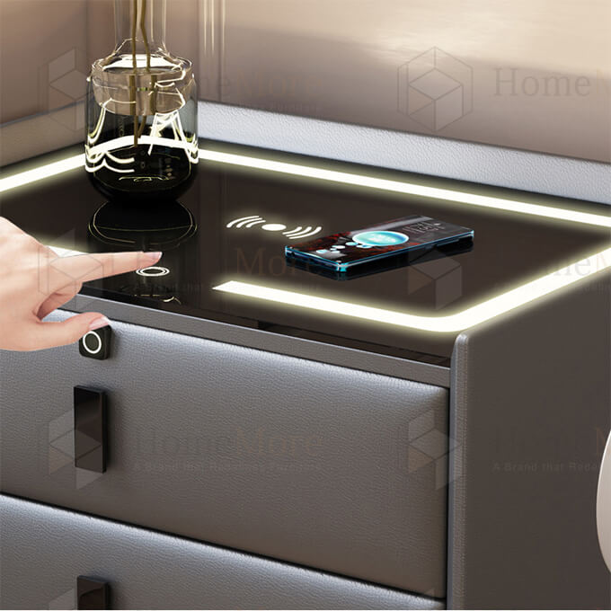 Black Two Drawer Side Table 05