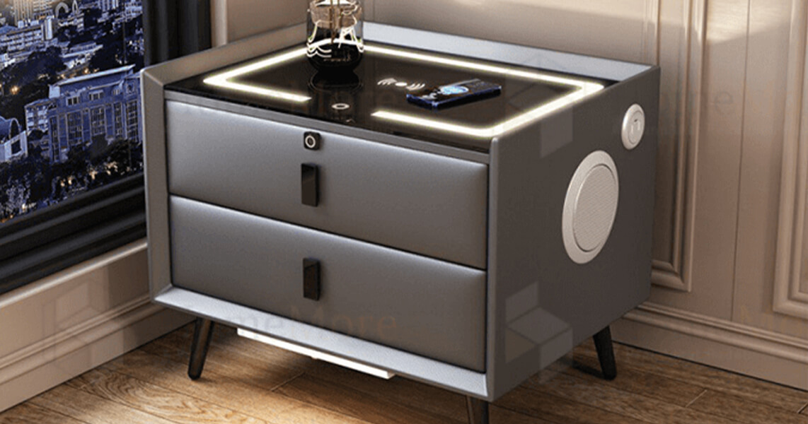 Black Two Drawer Side Table 01