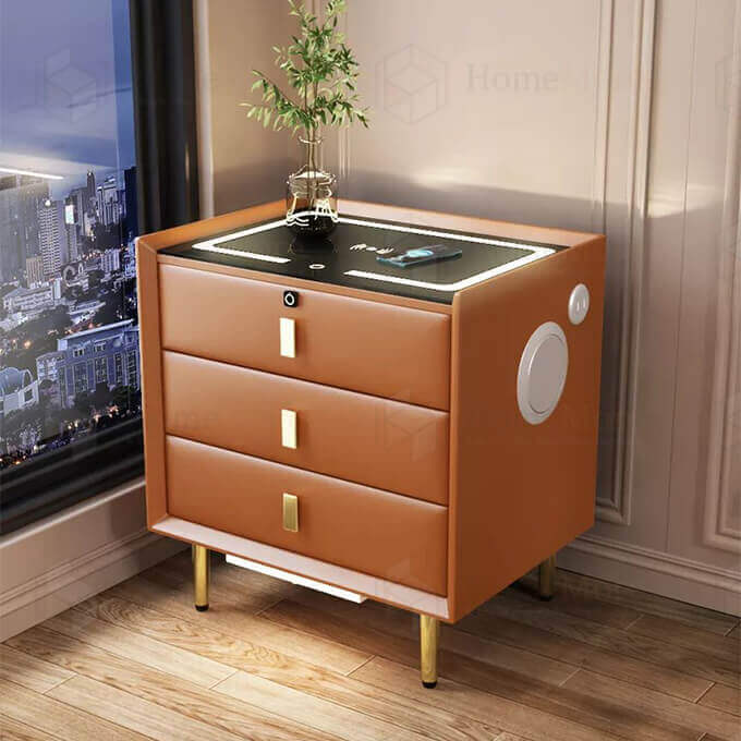 Orange Bedroom Drawer With Three Compartment 01