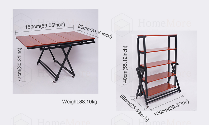 Multi-functional Shelf & Dining Table Product Size 01