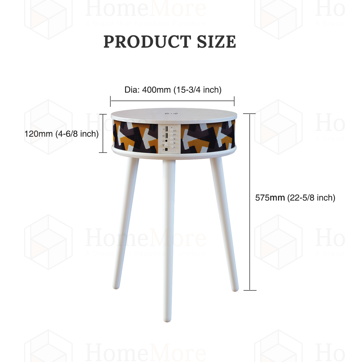  Drum Table Speaker Product Size 02
