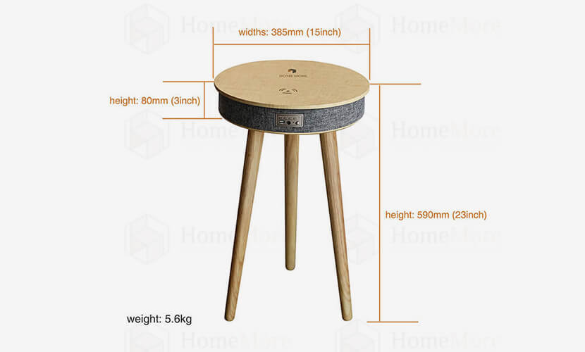 Round Classic Side Table Speaker With LED Light Product Size