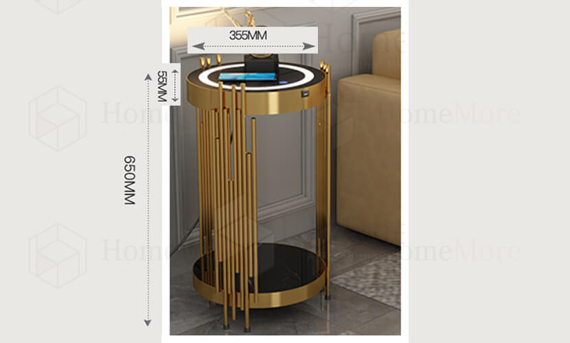 Metal Art Round Table With Drawer & Charger Product Size 01