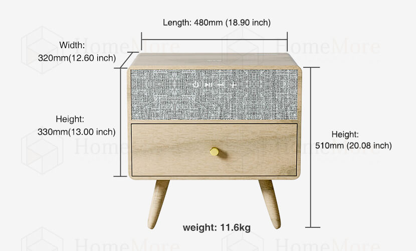 Nordic Bedside Square Table Speaker Product size