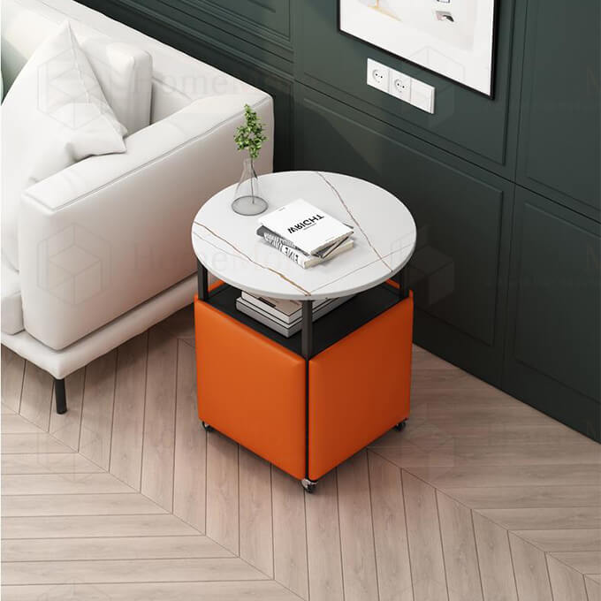 Orange 4-In-1 Nordic Cube Stool 04