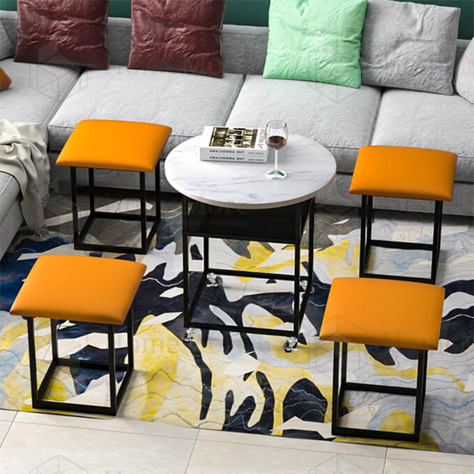 Orange 4-In-1 Nordic Cube Stool 02