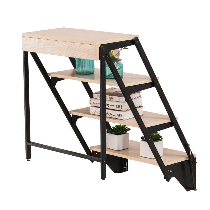 Wear Resistant Wood & Metal Material Wall Mounted Dining Table & Shelf 02