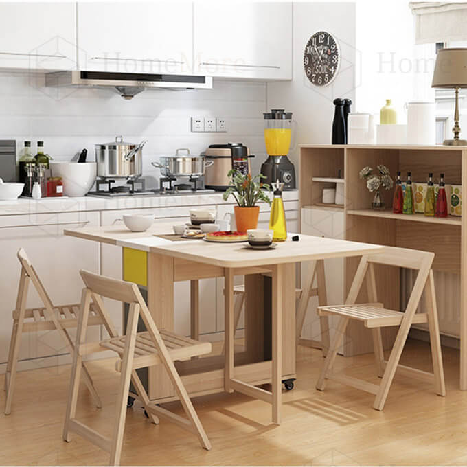 Multi Functional Drop Leaf Folding Dining Table Set 04