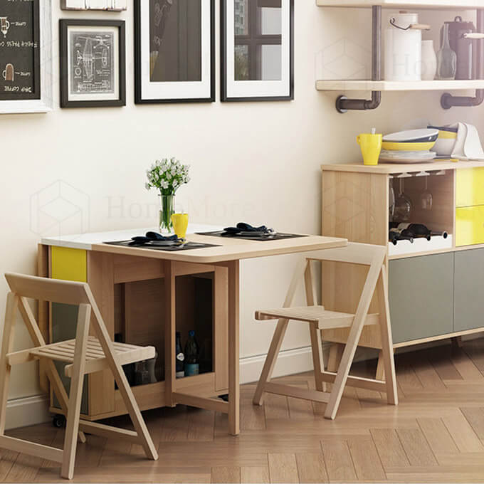 Drop Leaf Folding Dining Table Set 04