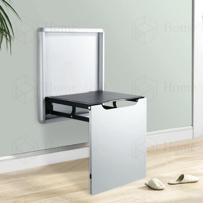 White Wall Mounted Folding Shoe Stool 02