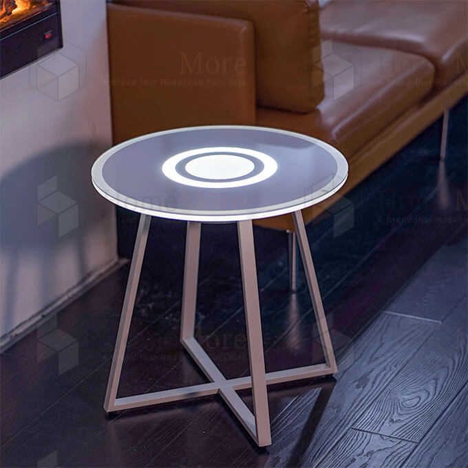 Side Table Speaker With Party Light Glass Top 06