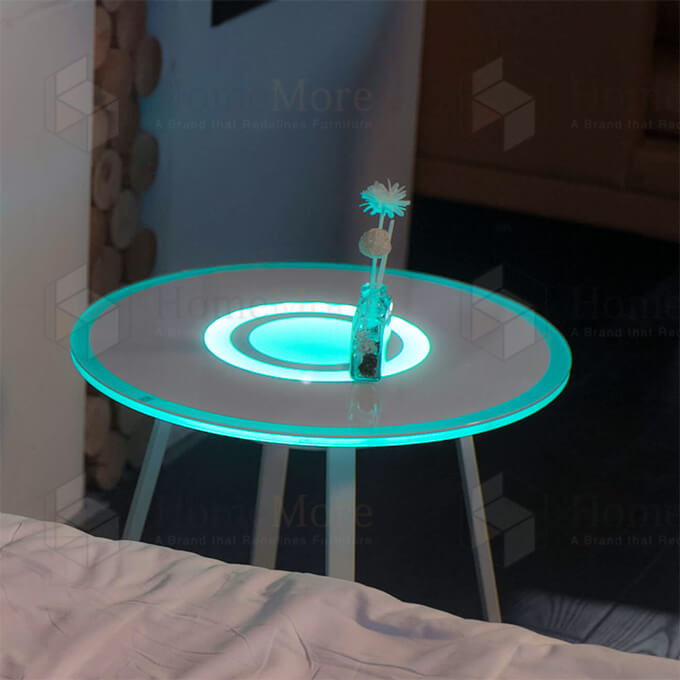 Side Table Speaker With Party Light Glass Top 05