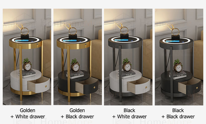 Selective Color Metal Art End Table Double Layer