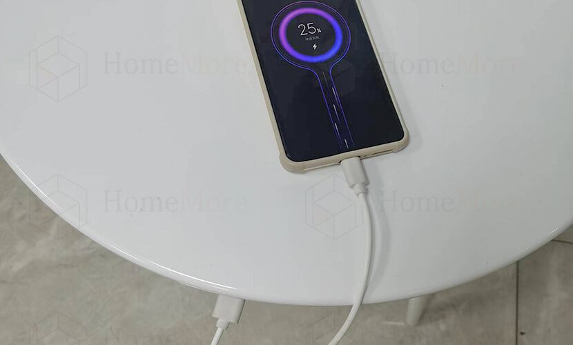 Type C and USB Charging Round Side Table With Speaker & Charger
