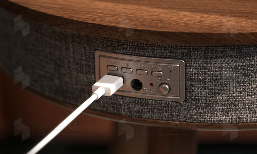 USB Charging Round Classic Side Table Speaker With LED Light 01