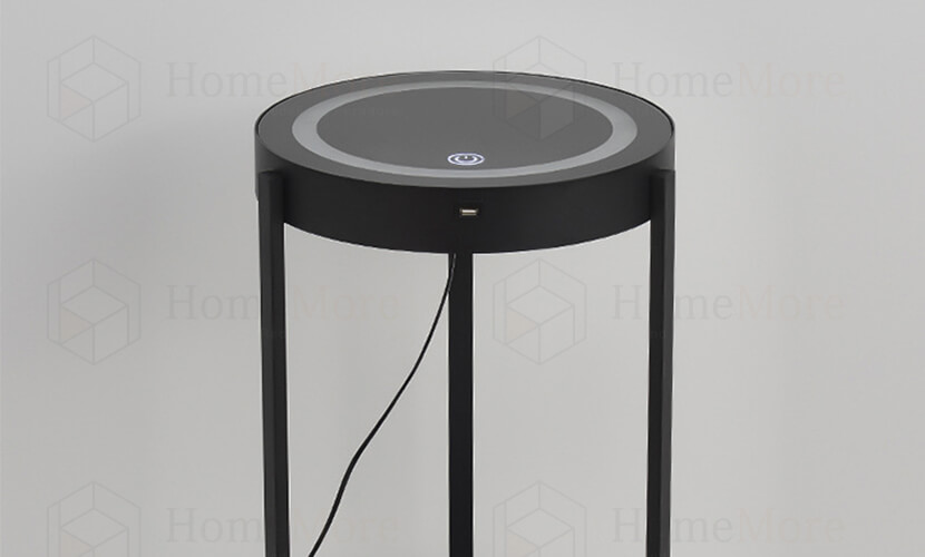 USB charging cable Metal Art Round End Table With Charger
